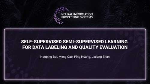 Self-supervised Semi-supervised Learning for Data Labeling and Quality Evaluation